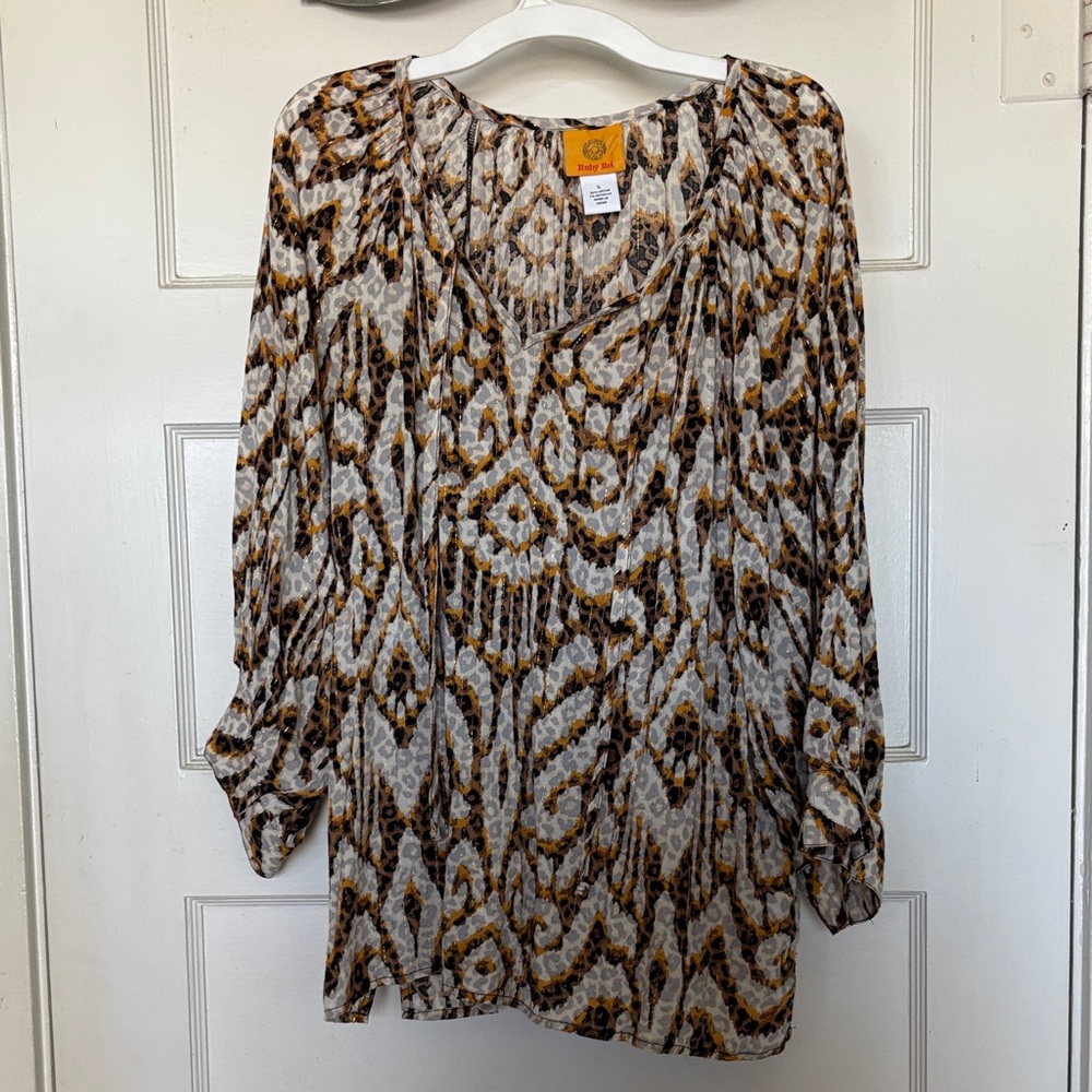 Ruby Rd. Women's Geometric Blouse In Gray, Black,… - image 1